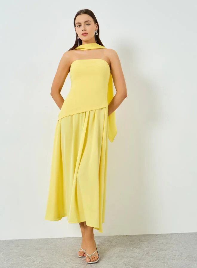 تايك تو Yellow Bandeau Neck Sleeveless Maxi Dress